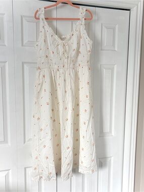 White Floral Sundress with Orange Accent